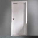 an image of a white painted wooden door on a dark grey background