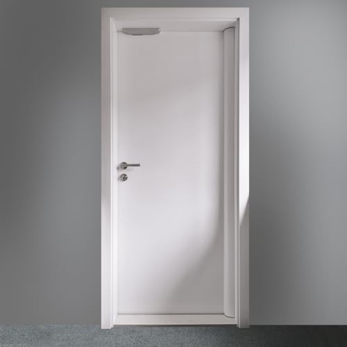 an image of a white painted wooden door on a dark grey background