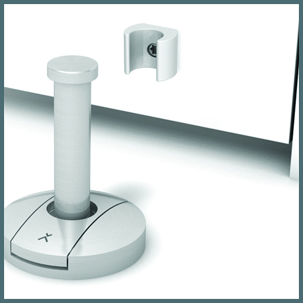 Exceptor Door Blocking System, Floor Mounted Door Guard, Inward Opening Door
