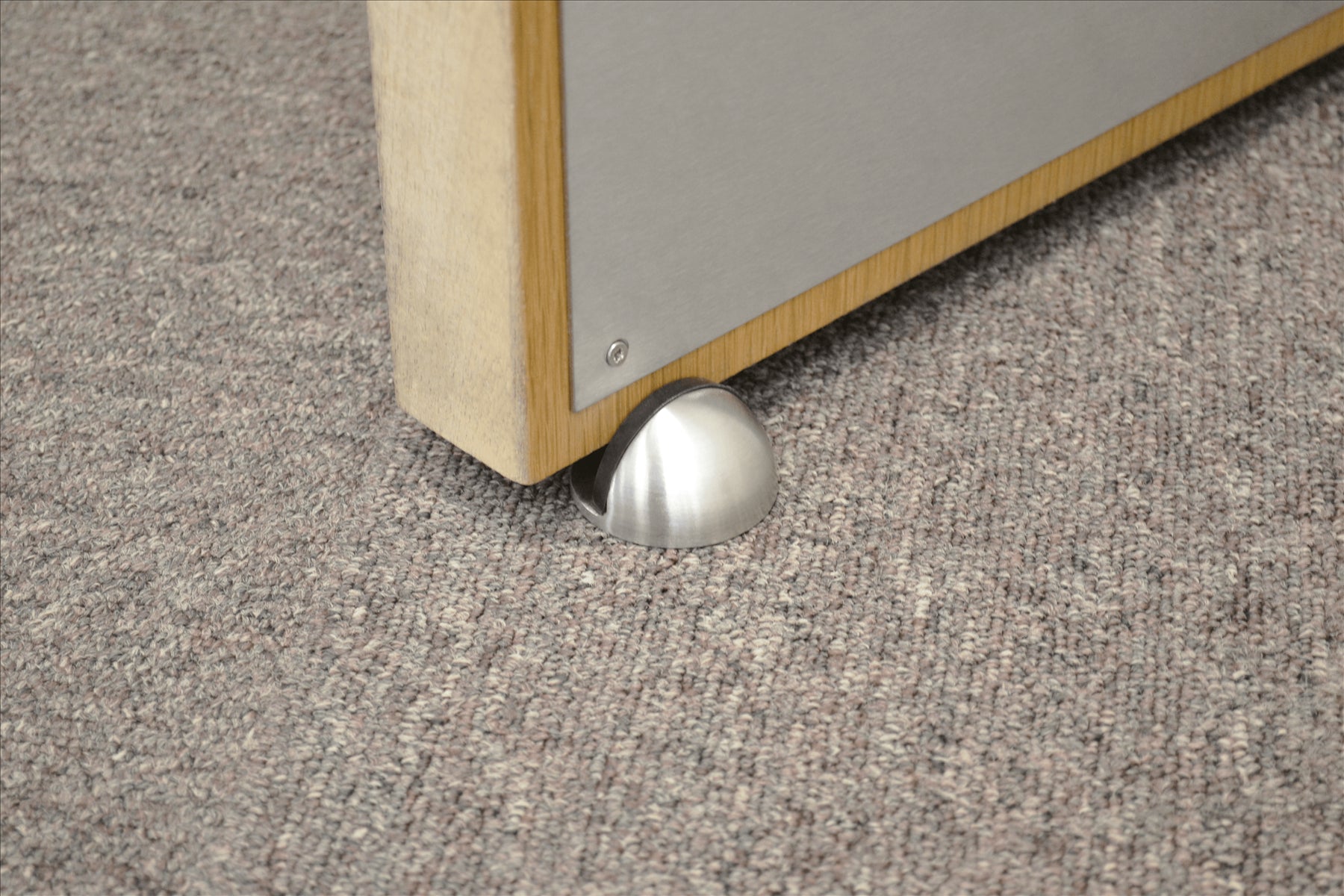 Floor Fixing Round Doorstop, 44mm Diameter. 27mm Projection, Satin Stainless Steel