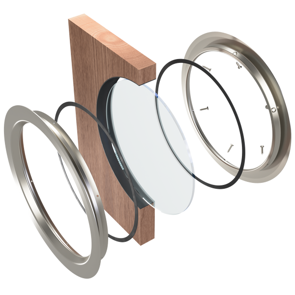 Circular Vision Frame, Glass & Glazing Tape Kits, Fire Rated & Non Rated Kits, Various Sizes, Various Finishes