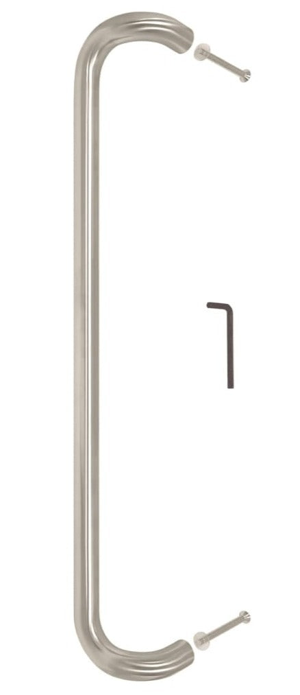 Cranked Entrance Pull Handle 19Mm Diameter Satin Stainless Steel Bolt Through / 225Mm