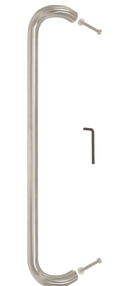 Cranked Entrance Pull Handle 25Mm Diameter Satin Stainless Steel Bolt Through / 600Mm