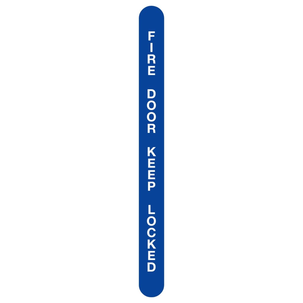 Fire Door Keep Locked Leading Edge Sign Blue And White 13X150Mm Self-Adhesive Vinyl