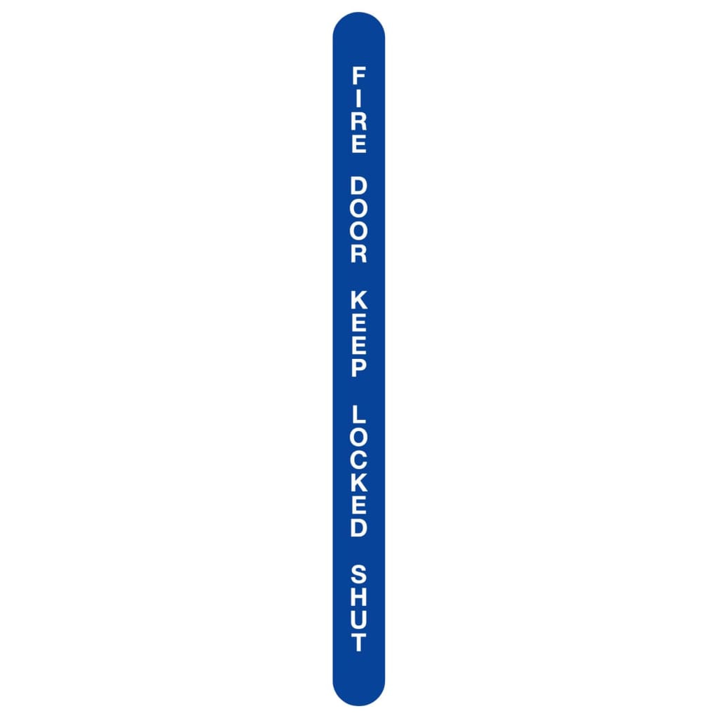 Fire Door Keep Locked Shut Leading Edge Sign Blue And White 13X175Mm Self-Adhesive Vinyl