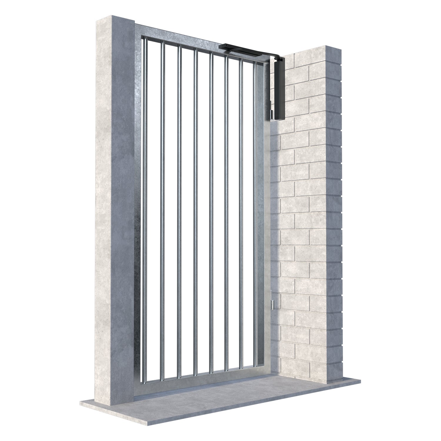 Vertical Gate Closer, Adjustable Power, Silver