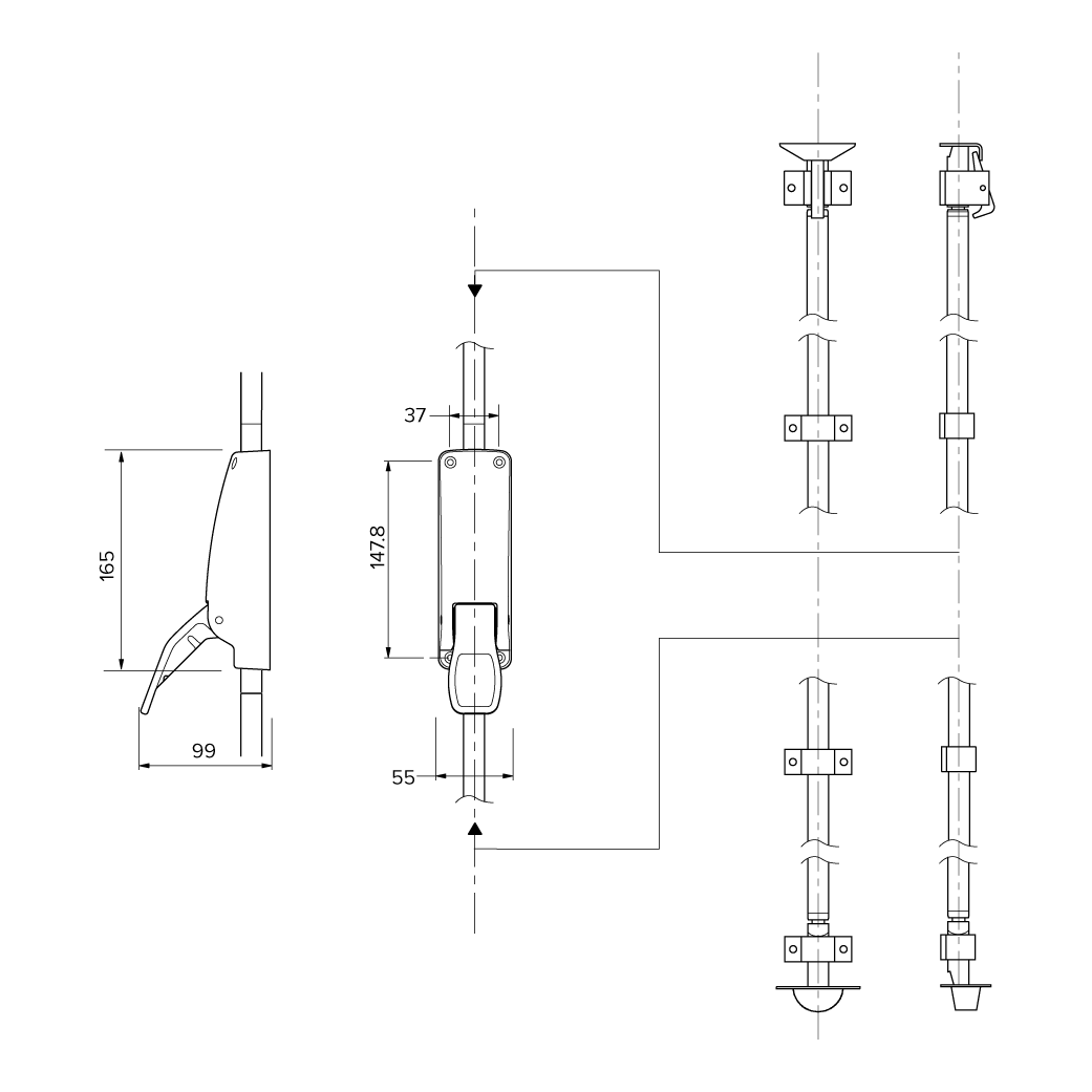 Briton Push Pad Operated Vertical Bolt - 372M