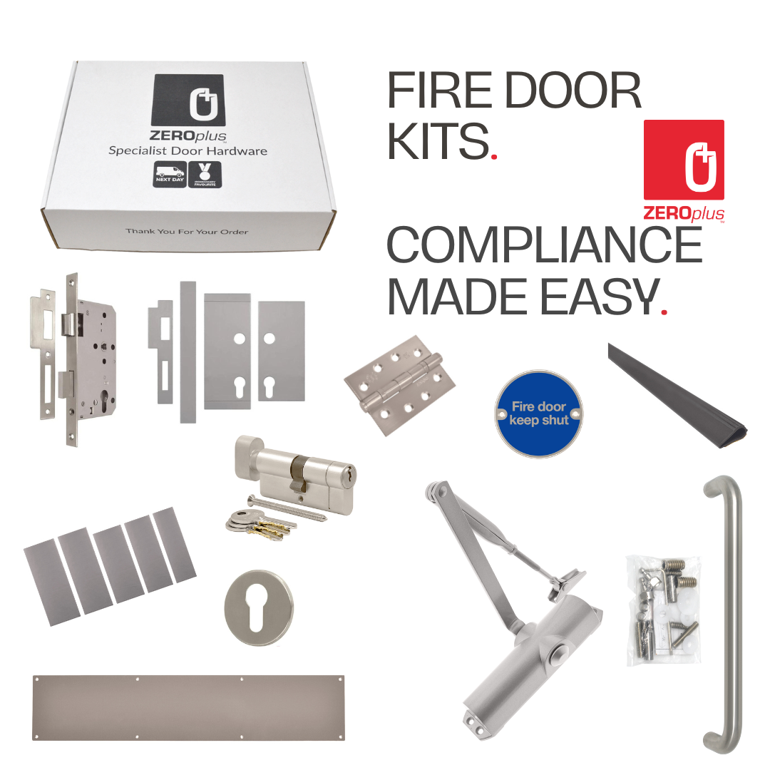 an image showing the office fire door kit components with a pull handle