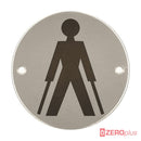 Ambulant Toilet Symbol Toilet Sign 76Mm Diameter Satin Stainless Steel Disc Printed Infill Black