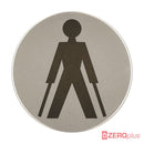 Ambulant Toilet Symbol Toilet Sign 76Mm Diameter Satin Stainless Steel Disc Printed Infill Black