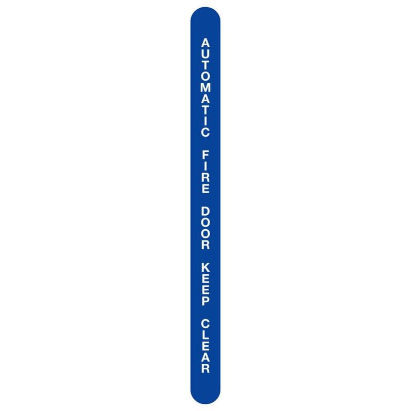 Automatic Fire Door Keep Clear Leading Edge Sign Blue And White 13X175Mm Self-Adhesive Vinyl