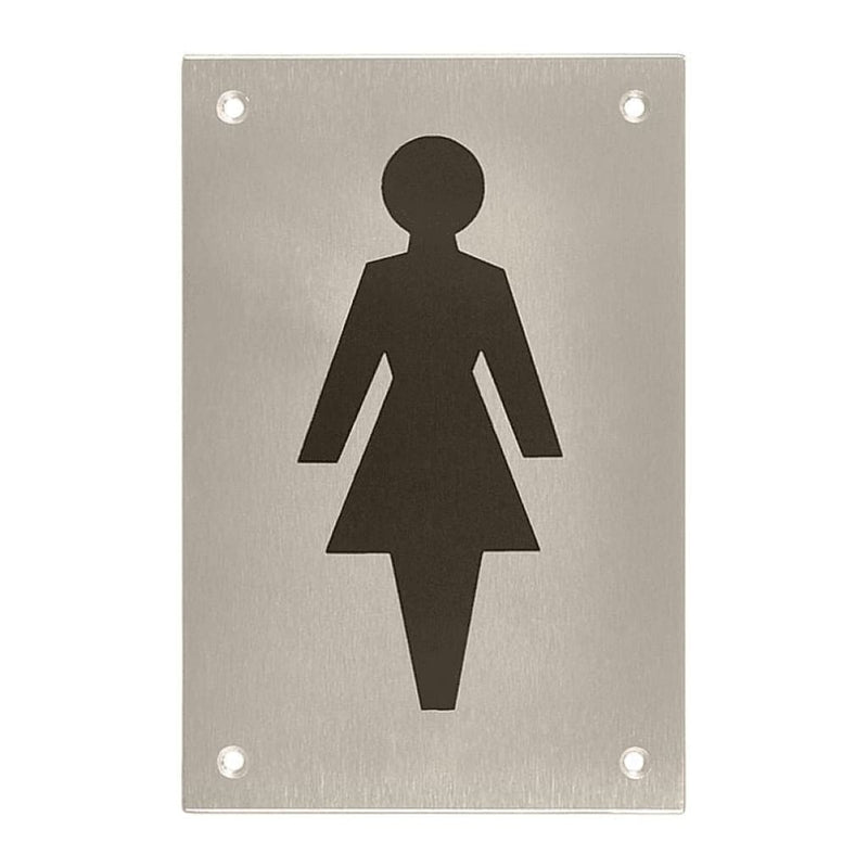 Female Symbol Toilet Sign 150X100Mm Printed Infill Black Drilled And Countersunk
