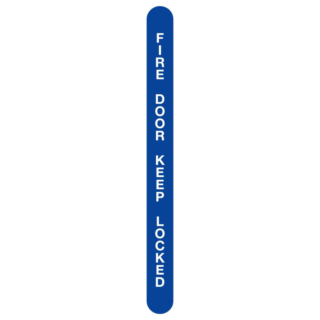 Fire Door Keep Locked Leading Edge Sign Blue And White 13X150Mm Self-Adhesive Vinyl