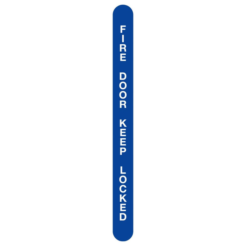 Fire Door Keep Locked Leading Edge Sign Blue And White 13X150Mm Self-Adhesive Vinyl