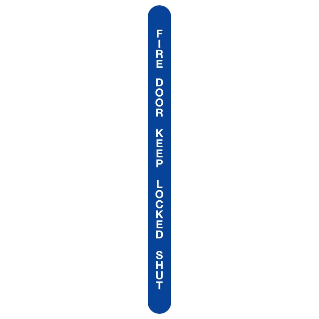 Fire Door Keep Locked Shut Leading Edge Sign Blue And White 13X175Mm Self-Adhesive Vinyl