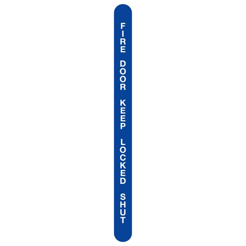 Fire Door Keep Locked Shut Leading Edge Sign Blue And White 13X175Mm Self-Adhesive Vinyl