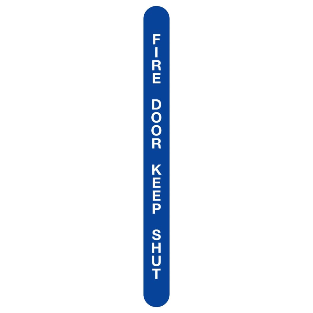 Fire Door Keep Shut Leading Edge Sign Blue And White 13X150Mm Self-Adhesive Vinyl