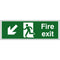 Running Man Down Left Arrow Fire Exit Sign 450X150Mm Rigid Plastic Drilled