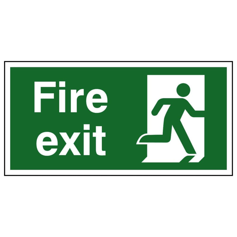 Running Man To Right No Arrow Fire Exit Sign 300X150Mm Rigid Plastic Drilled