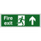 Running Man Up Arrow Fire Exit Sign 450X150Mm Rigid Plastic Drilled