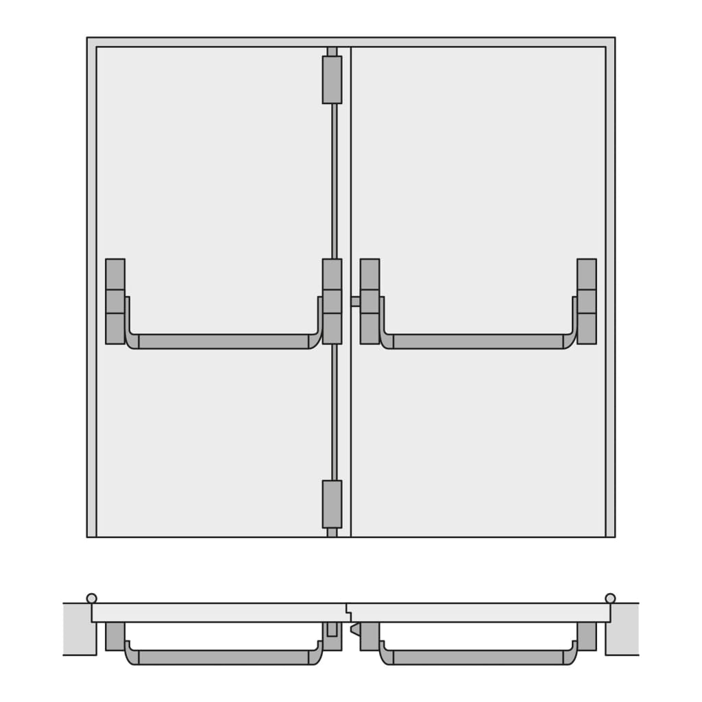 Tesa Universal Double Door Panic Bolt Set With 1 Pair Of Vertical Latches