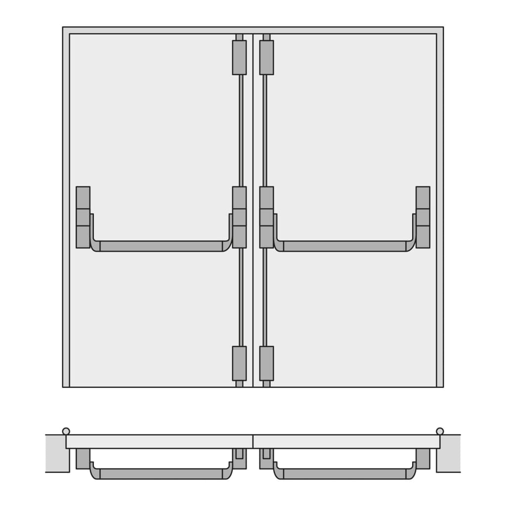 Tesa Universal Double Door Panic Bolt Set With 2 Pairs Of Vertical Latches