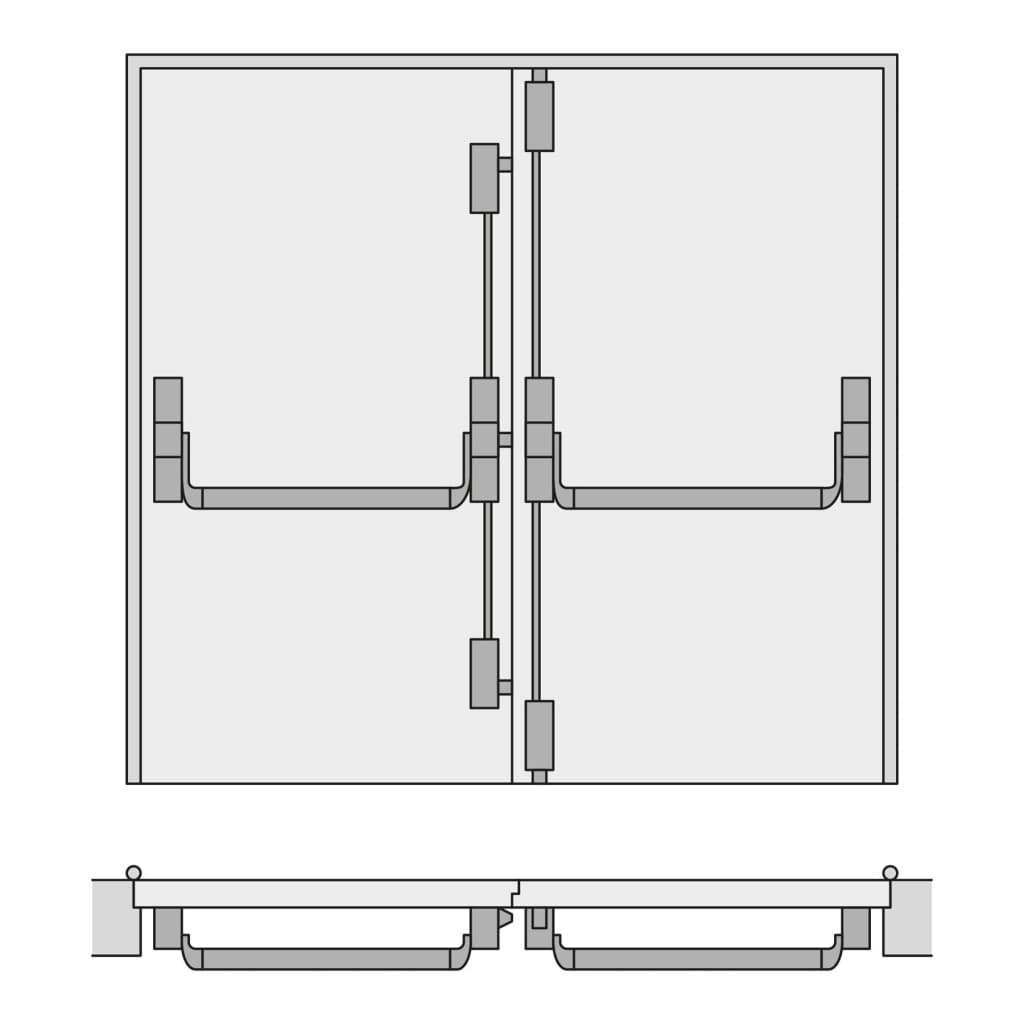 Tesa Universal Double Door Panic Bolt Set With Vertical And Horizontal Latches