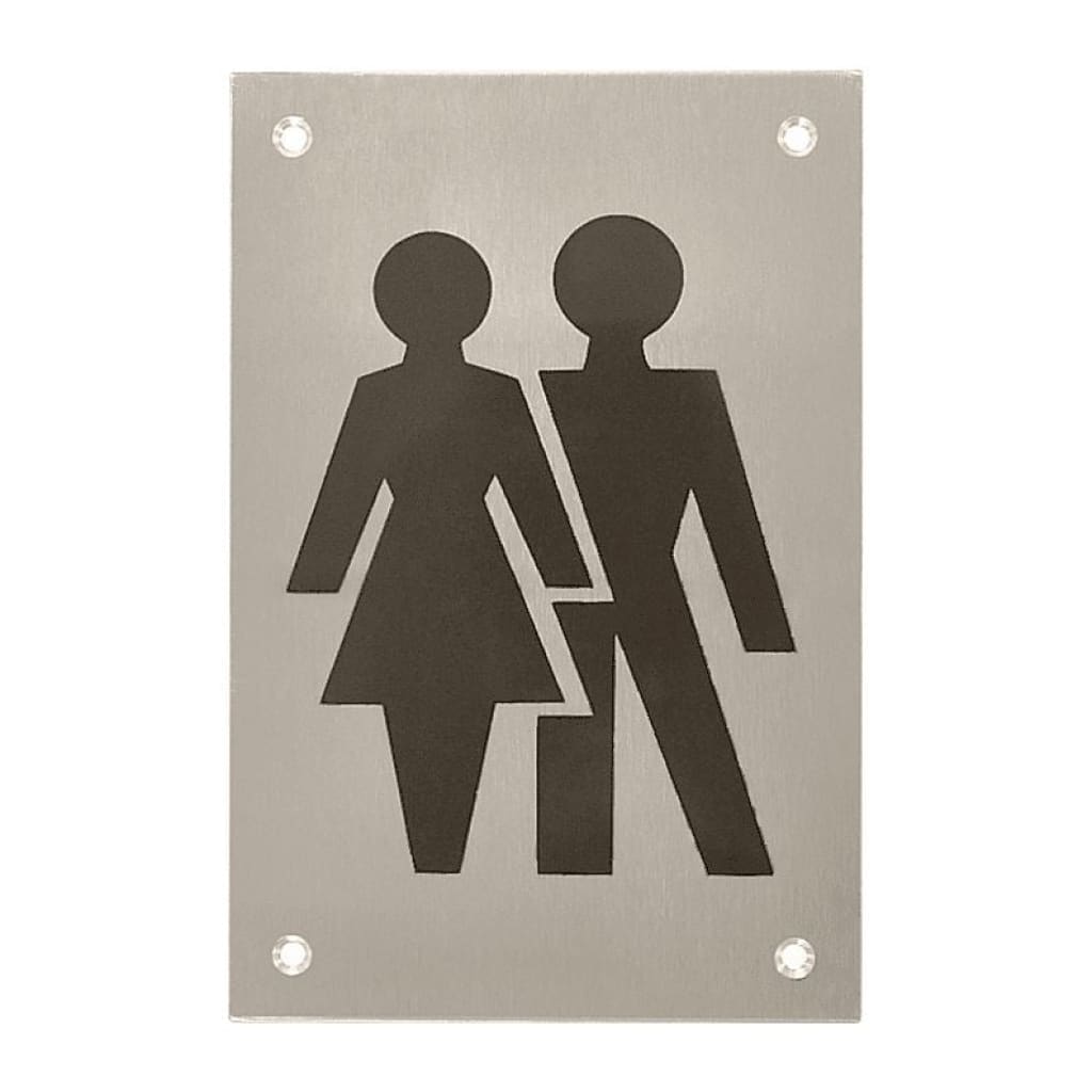 Unisex Symbol Toilet Sign 150X100Mm Printed Infill Black Drilled And Countersunk