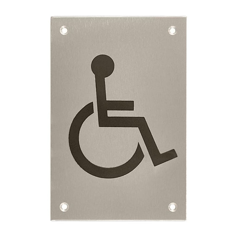 Wheelchair Symbol Toilet Sign 150X100Mm Printed Infill Black Drilled And Countersunk
