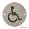 Wheelchair Symbol Toilet Sign 76Mm Diameter Satin Stainless Steel Disc Printed Infill Black Drilled