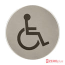 Wheelchair Symbol Toilet Sign 76Mm Diameter Satin Stainless Steel Disc Printed Infill Black